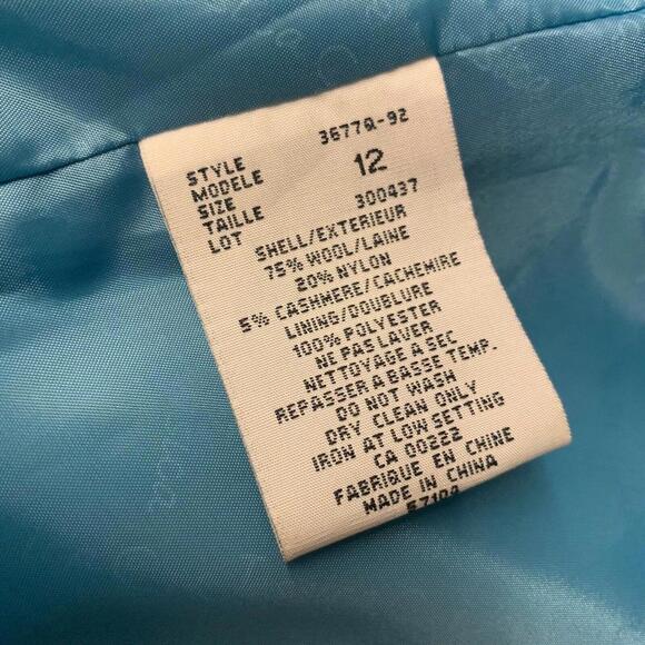 Jessica Womens Blue Wool Cashmere Nylon Blend Lined Blazer Jacket Size 12 READ - Picture 7 of 12